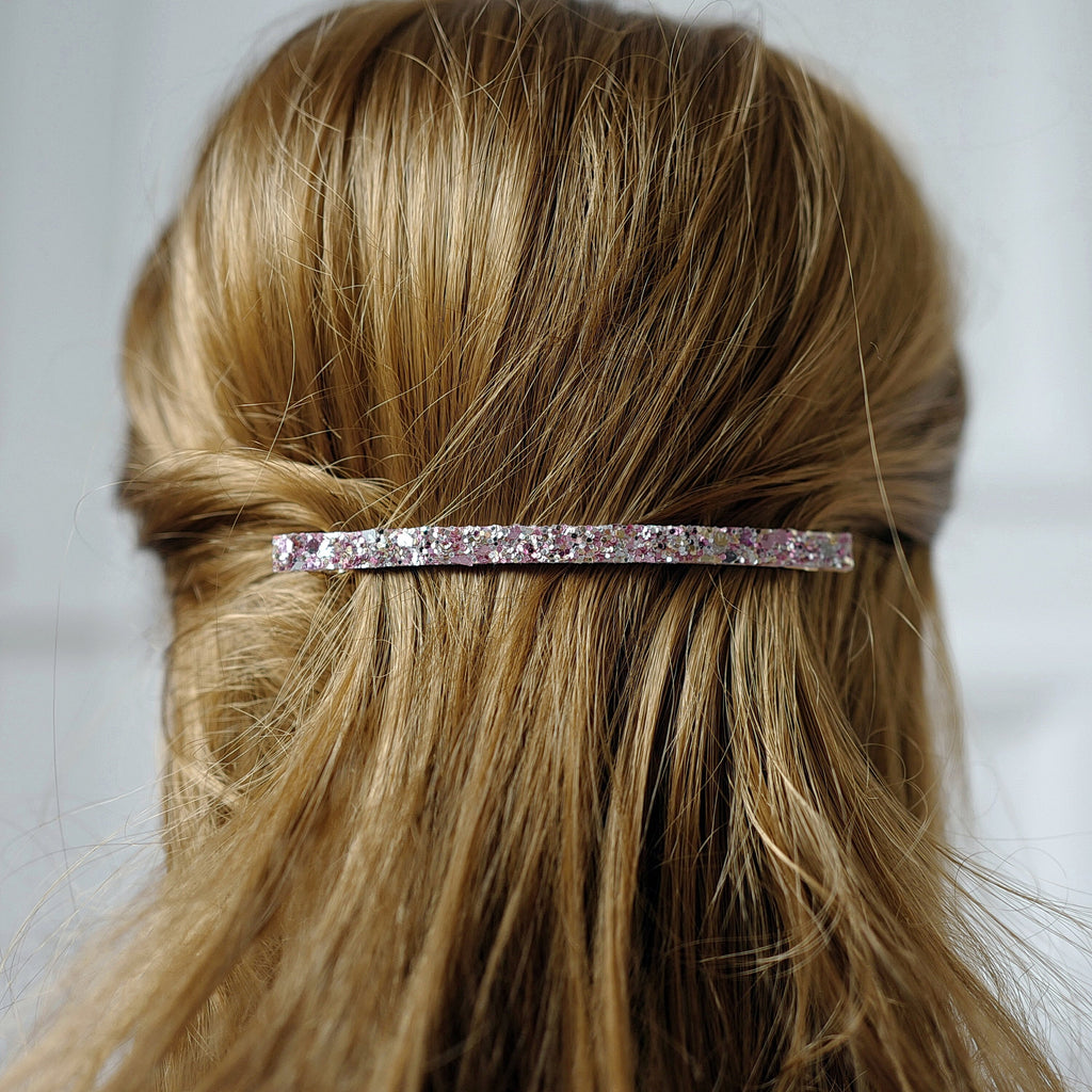Barrette cheveux paillettes longue et fine 10cm