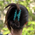 Pince à cheveux fleur en acétate – Fait main, Made in France 8 cm Bleu
