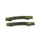 Barrettes cheveux fines paillette 7cm vert - Lot de 2