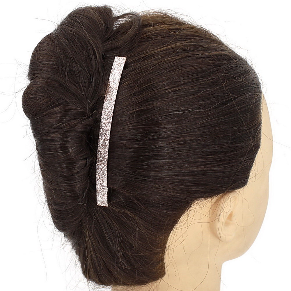 Barrette cheveux paillettes fine et longue - Élégance or rose