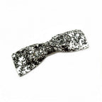 Pince barrette cheveux noeud paillette argenté 6.5cm design glamour
