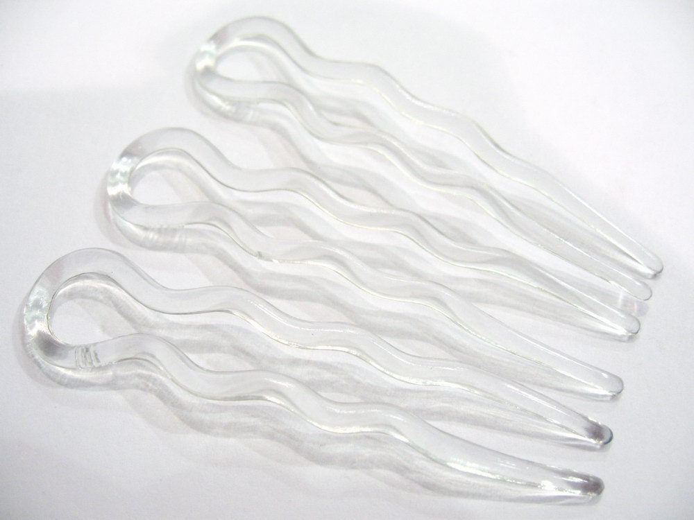 6 épingles cheveux transparentes made in France 8.8cm
