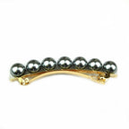 Barrette cheveux 8.5cm perles nacre gris, cheveux fin

