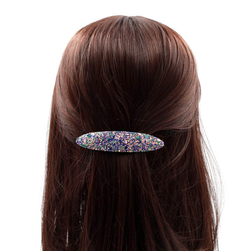 Barrette cheveux ovale 9cm paillettes