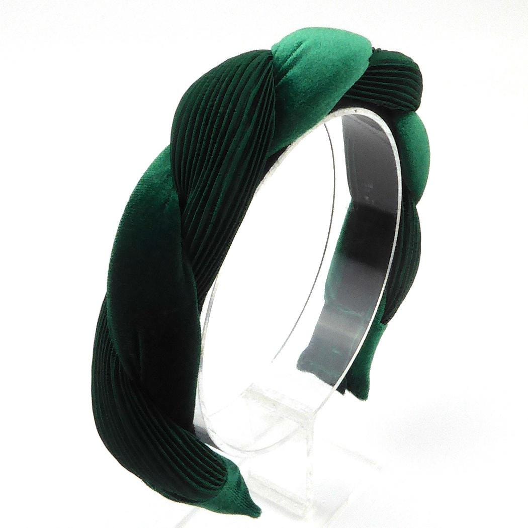 Gros serre tête tressé velours et satin plissé