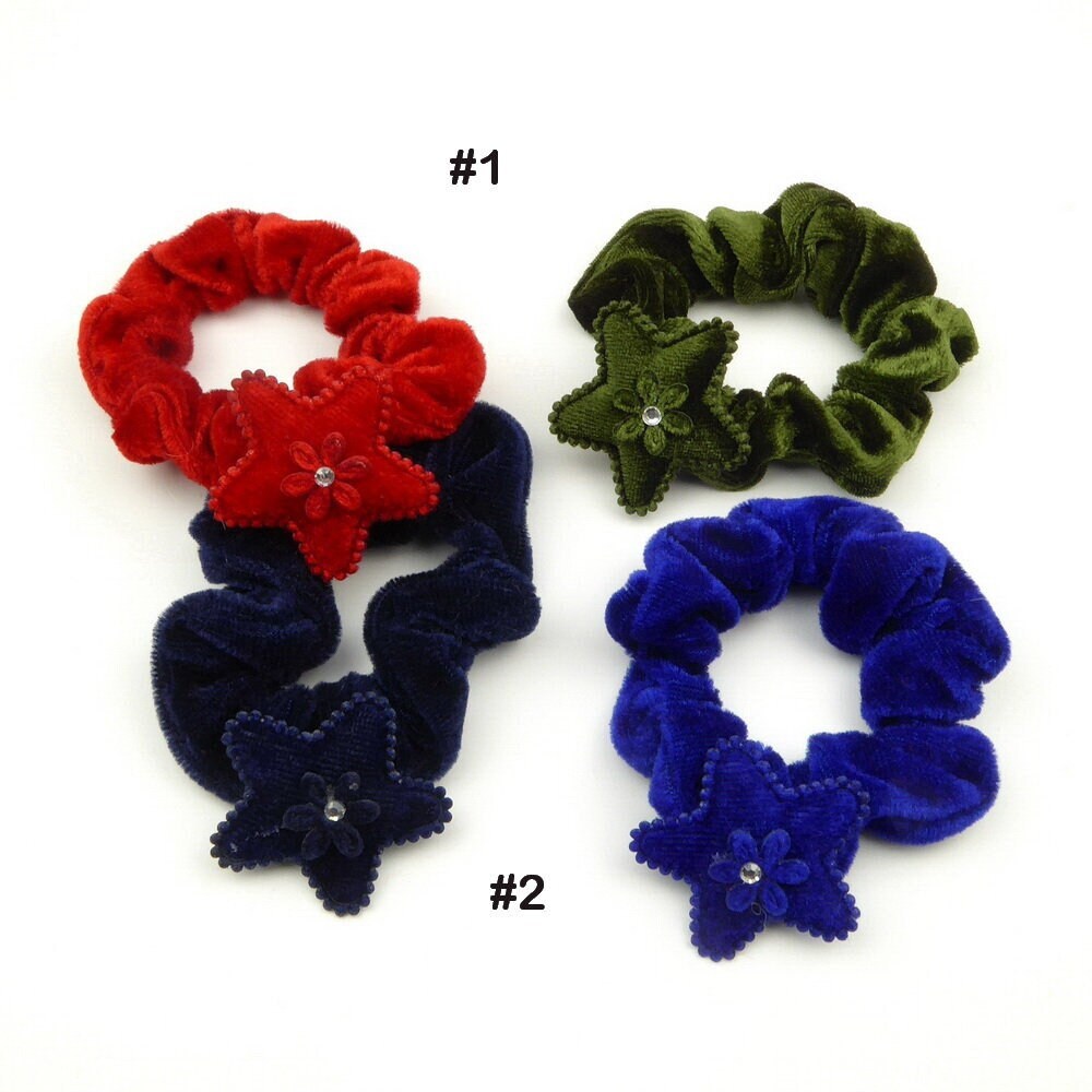 Lot de 2 chouchous élastique enfant velours étoile