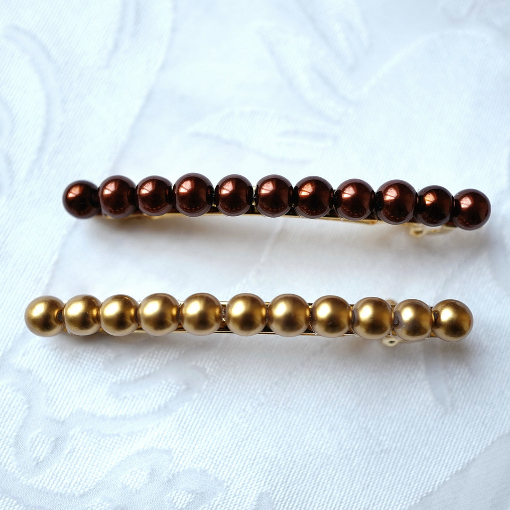 Barrette cheveux 8.5cm, perles nacrées