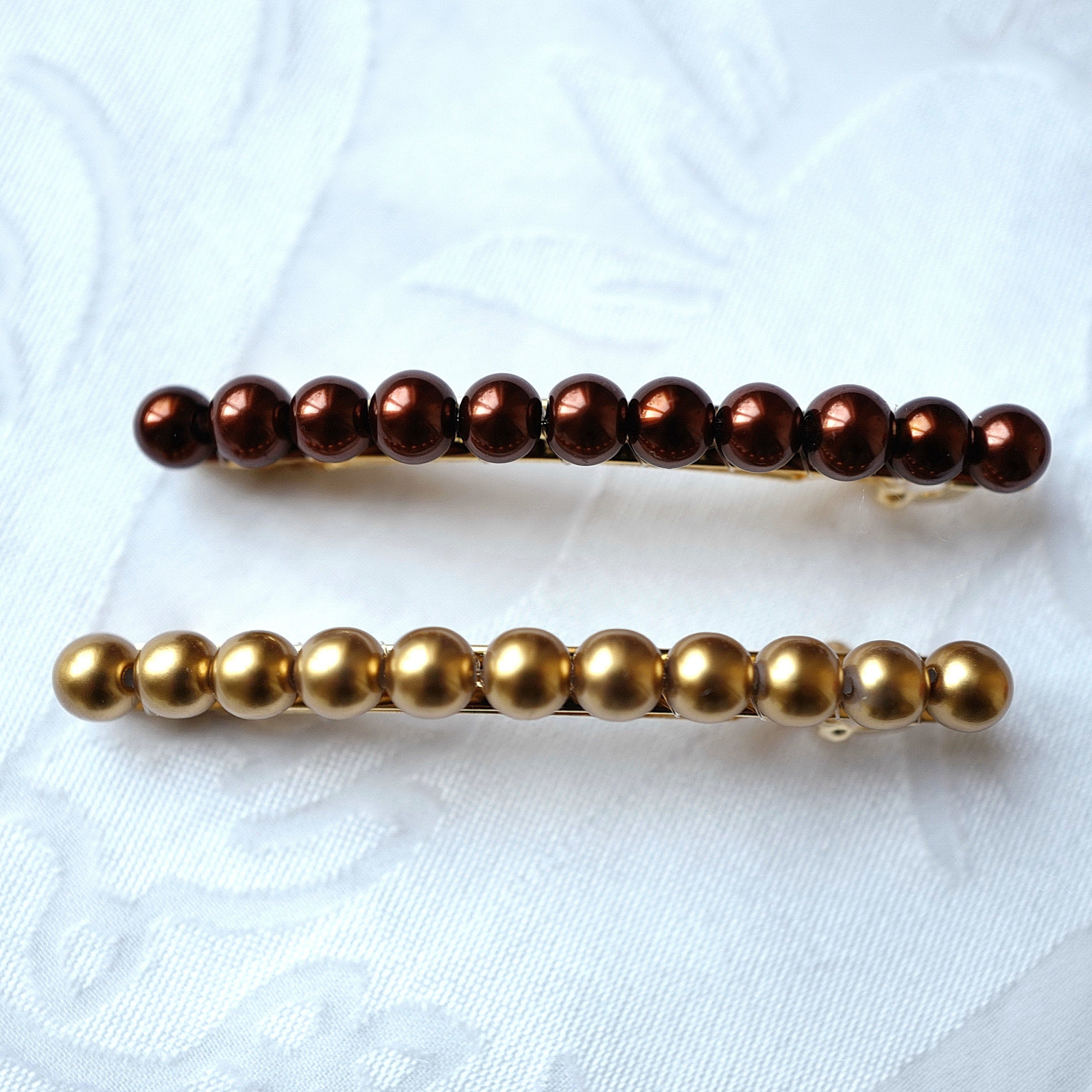 Barrette cheveux 8.5cm, perles nacrées
