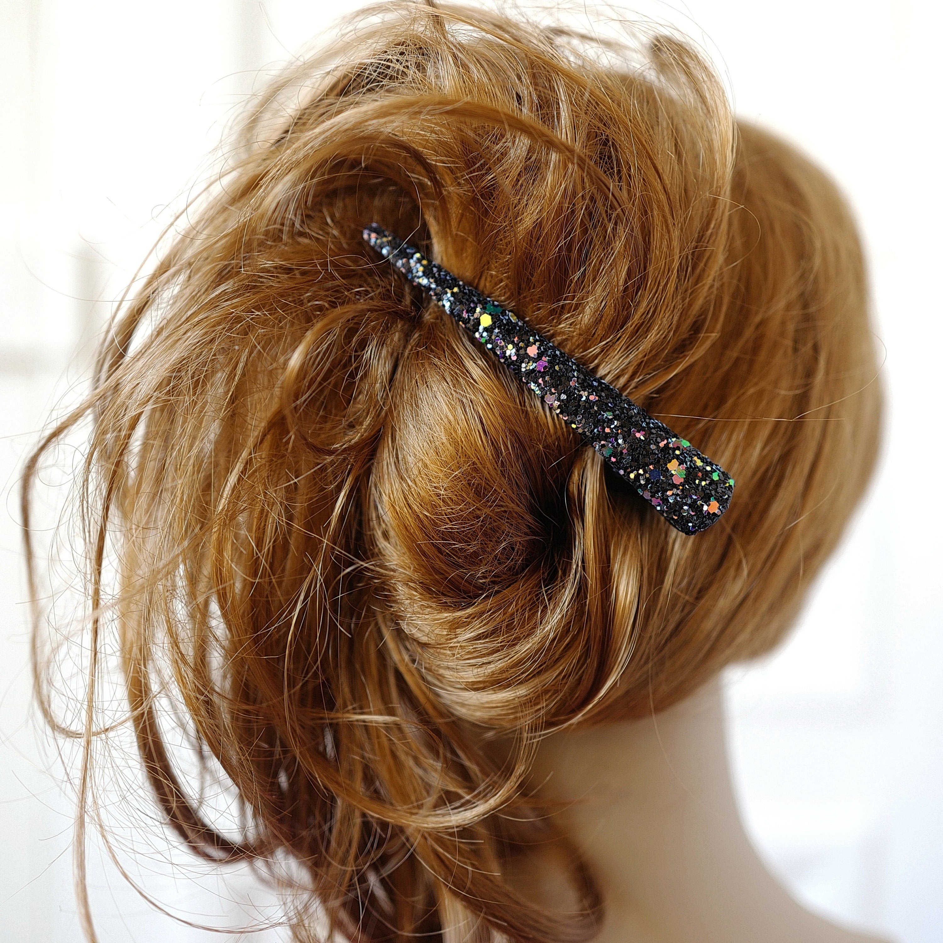 Grande pince cheveux concorde 10.5cm paillettes - doré