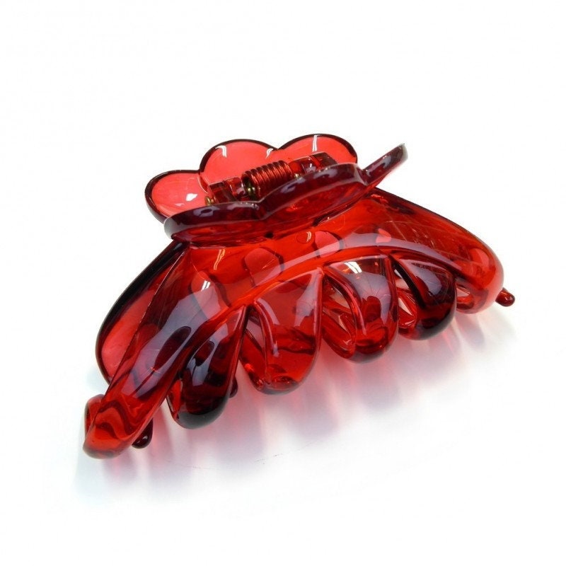 Pince crabe cheveux épais 9.5cm rouge