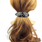 Barrette cheveux ovale incurvée léopard gris 9.5cm