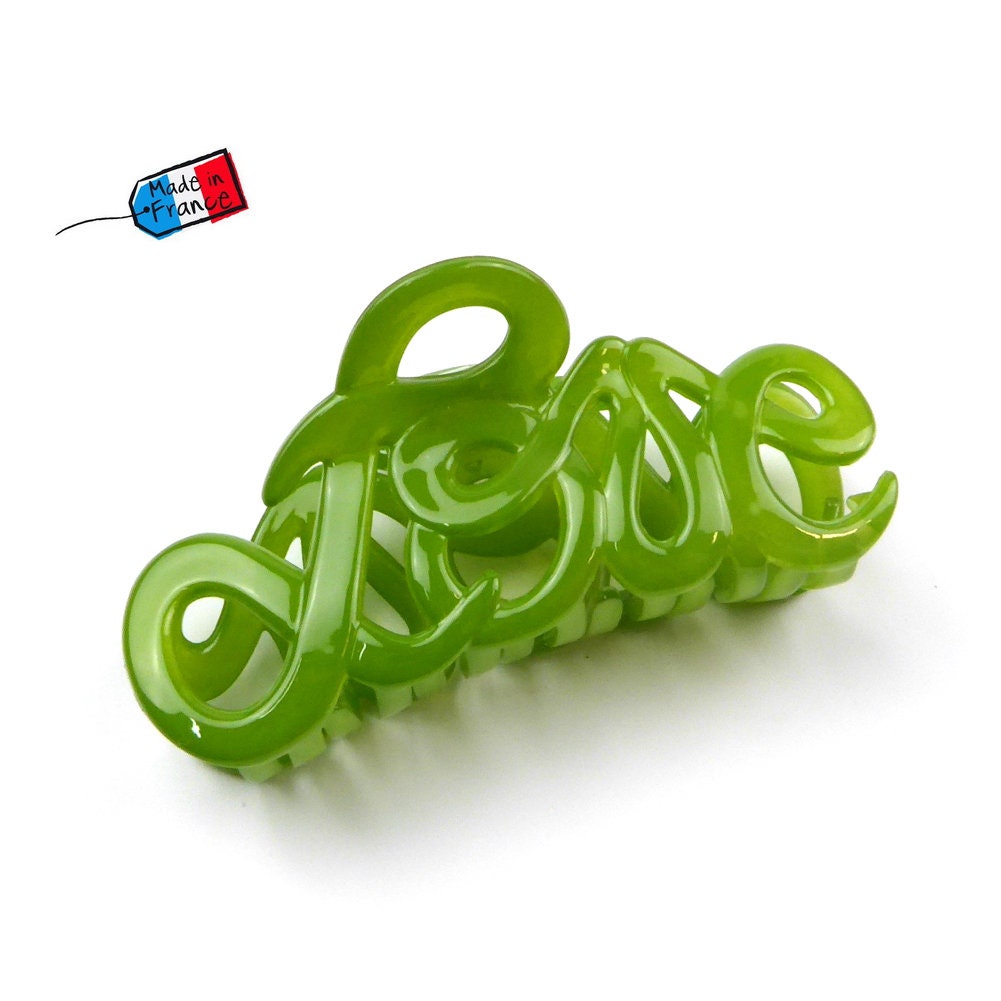 Pince à cheveux "Love" 8,5cm en acétate, qualité premium, Made in France