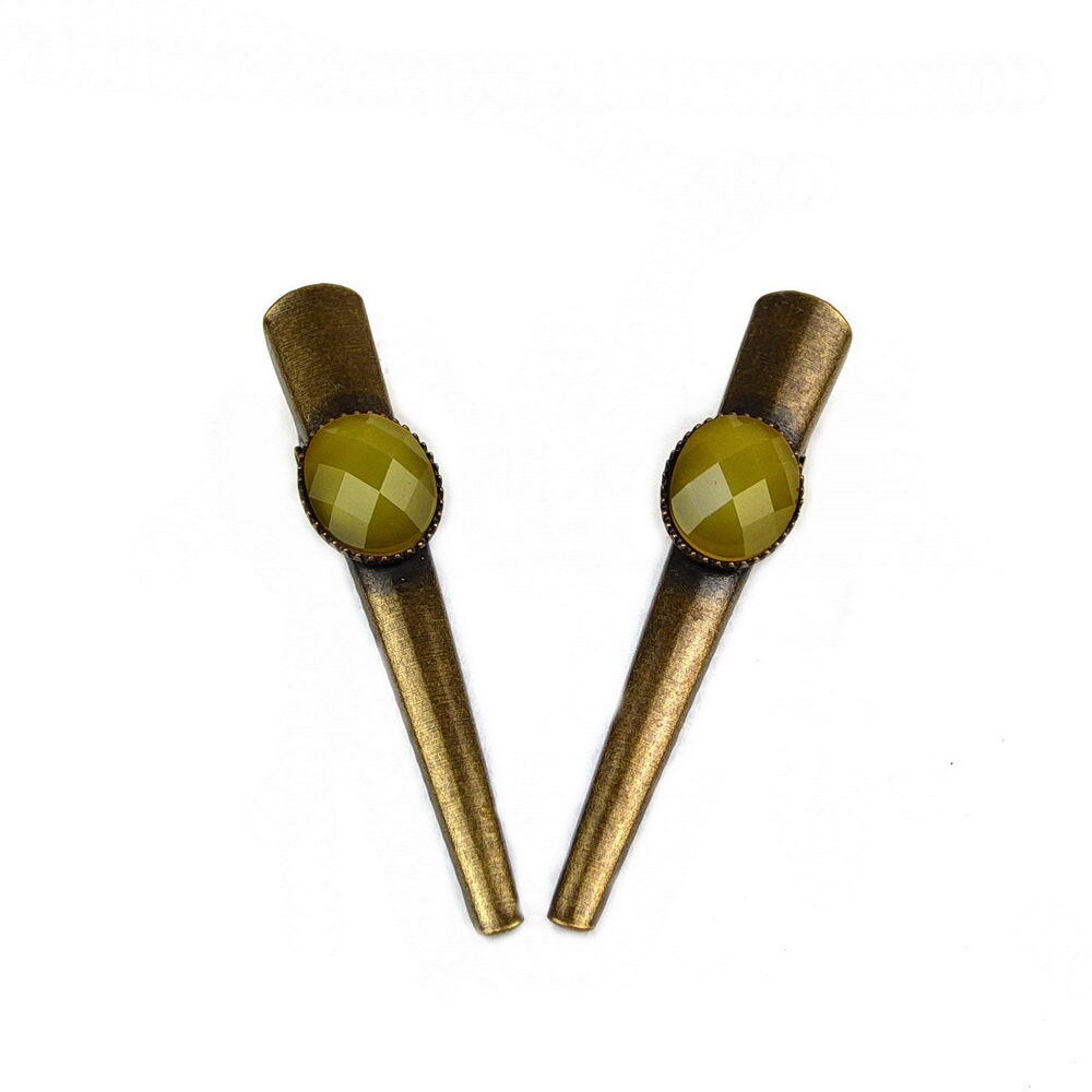 Lot de 2 pinces cheveux crocodile vintage avec perle à facettes 4.5cm