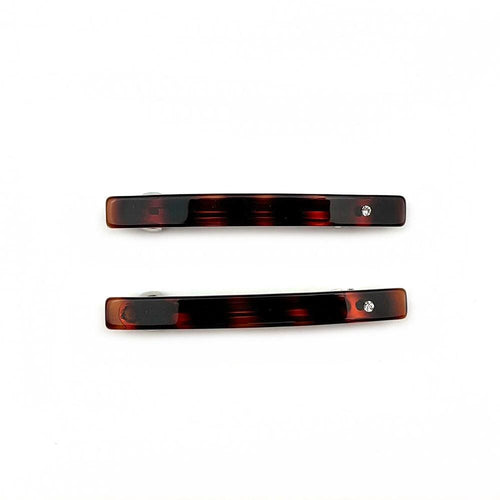 Barrette cheveux acétate et strass 6.5cm - Lot de 2