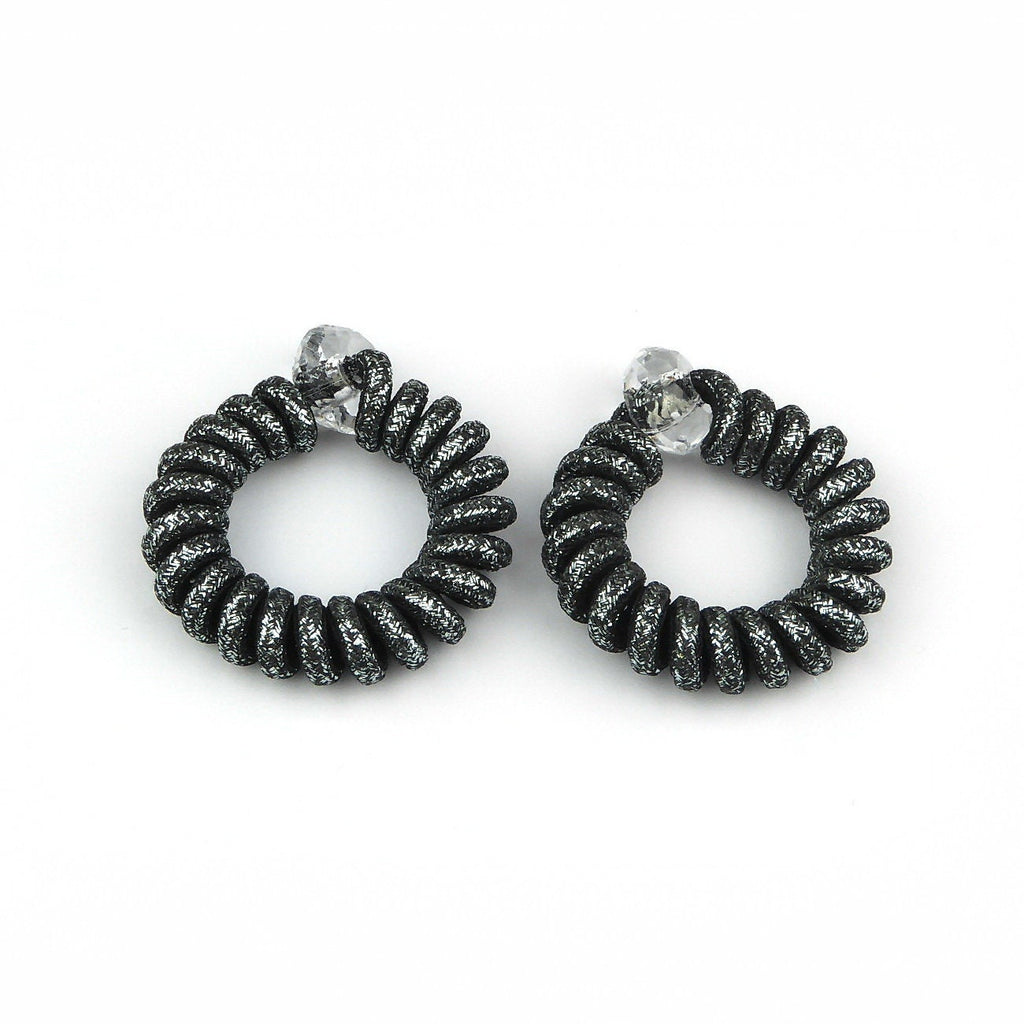 Élastiques spirales torsadés polyester lurex gris
