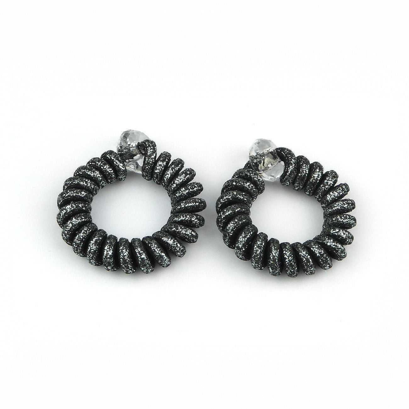 Élastiques spirales torsadés polyester lurex gris