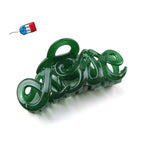 Pince à cheveux "Love" 8,5cm en acétate, vert emeraude, Made in France