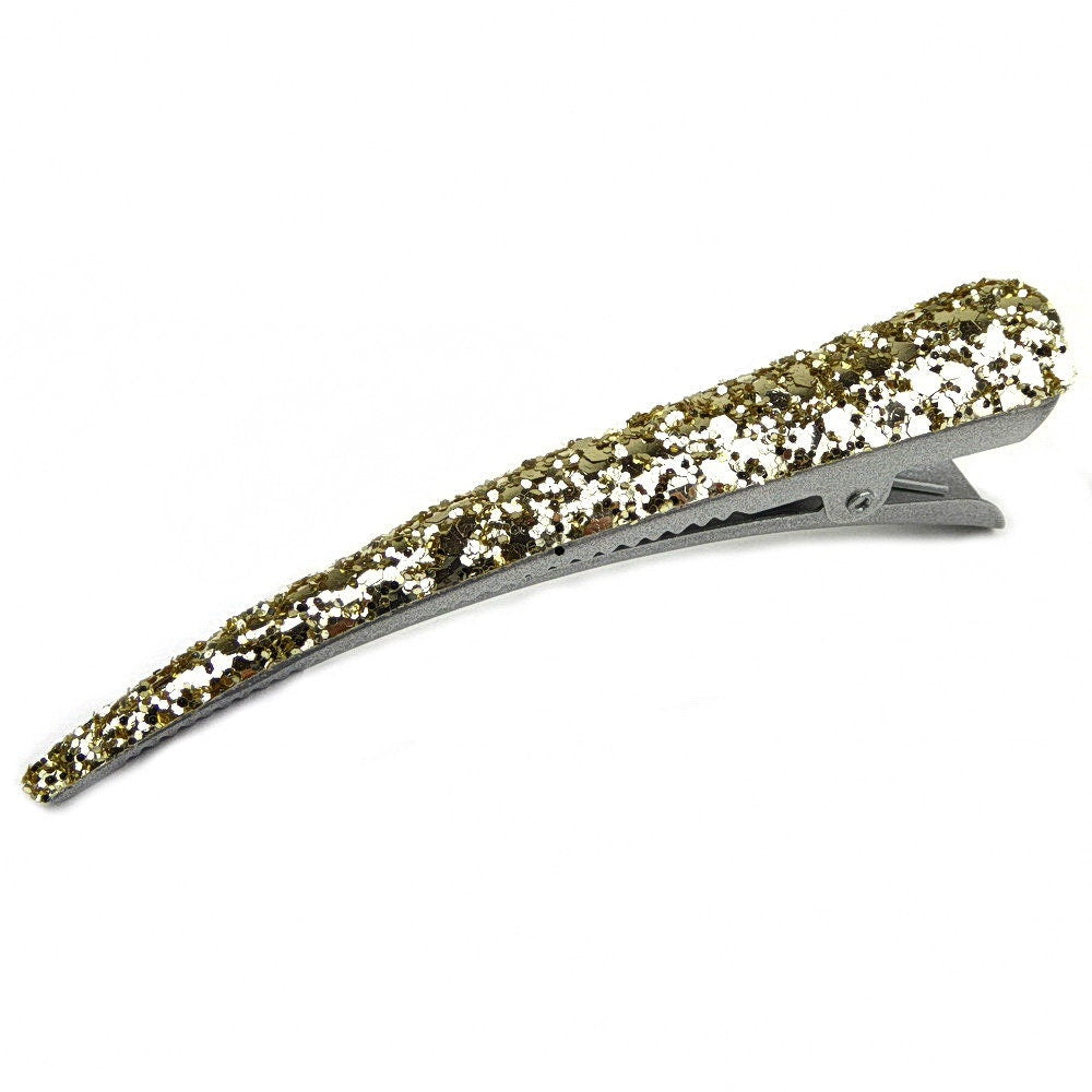 Grande pince cheveux concorde 10.5cm paillettes - doré