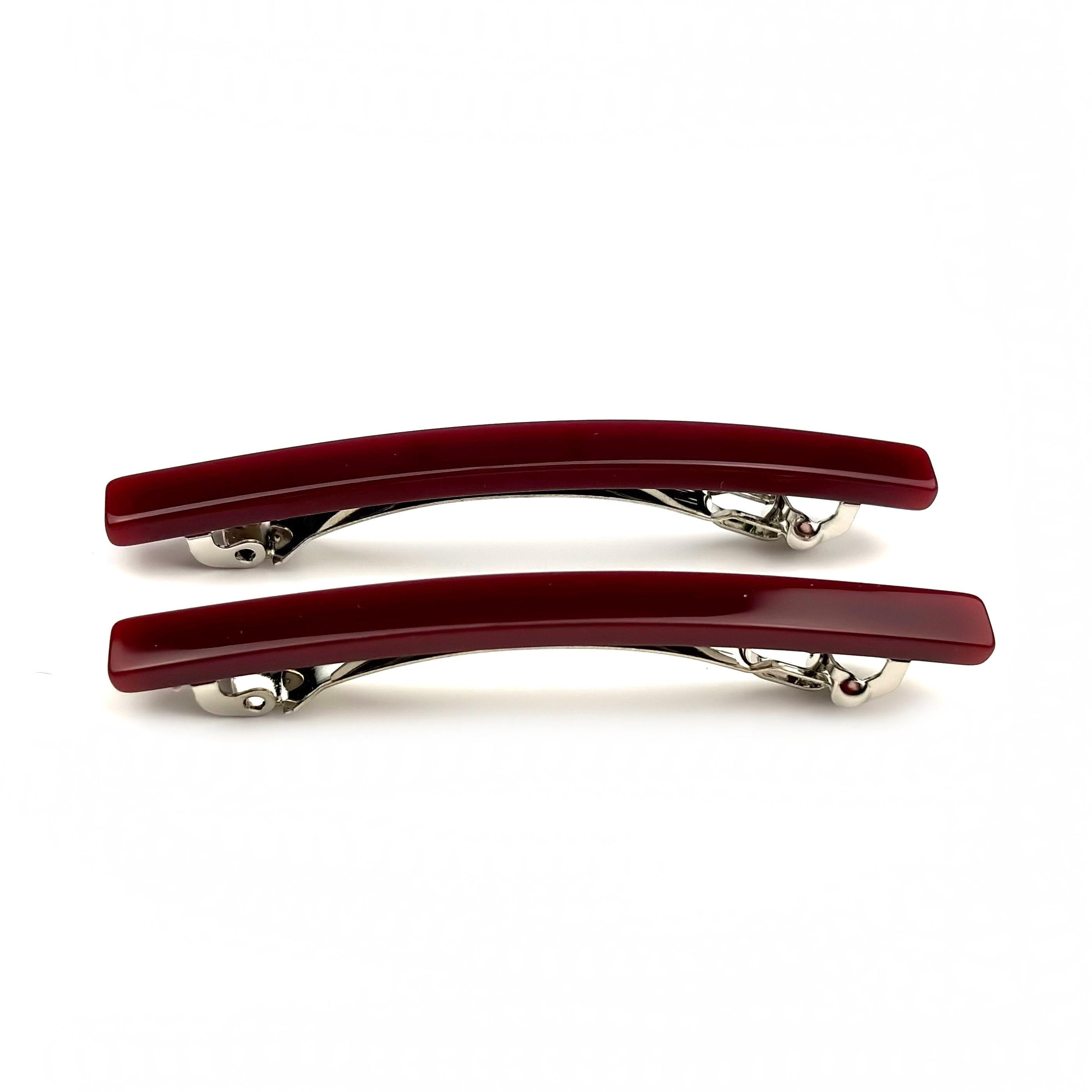 Barrettes cheveux fine 7cm prune - Lot de 2