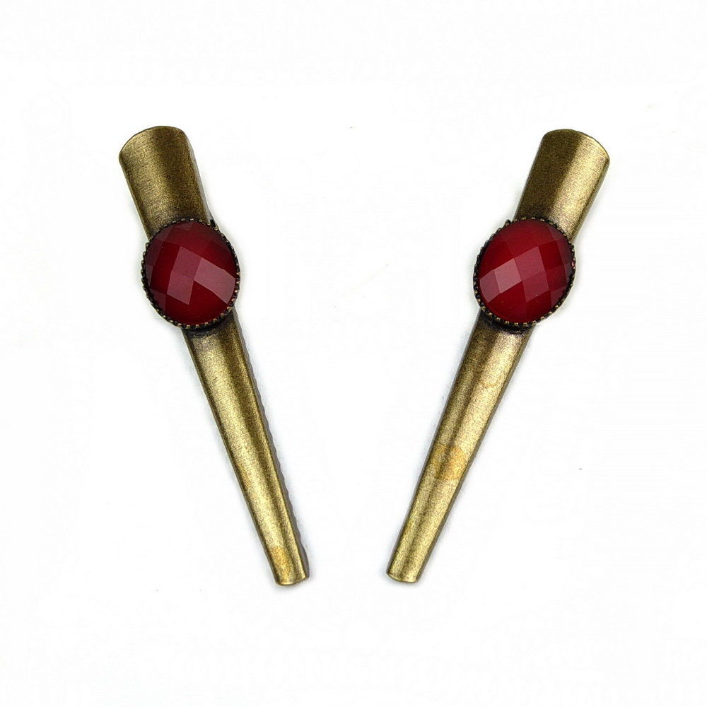 2 pinces cheveux crocodile vintage avec perle à facettes