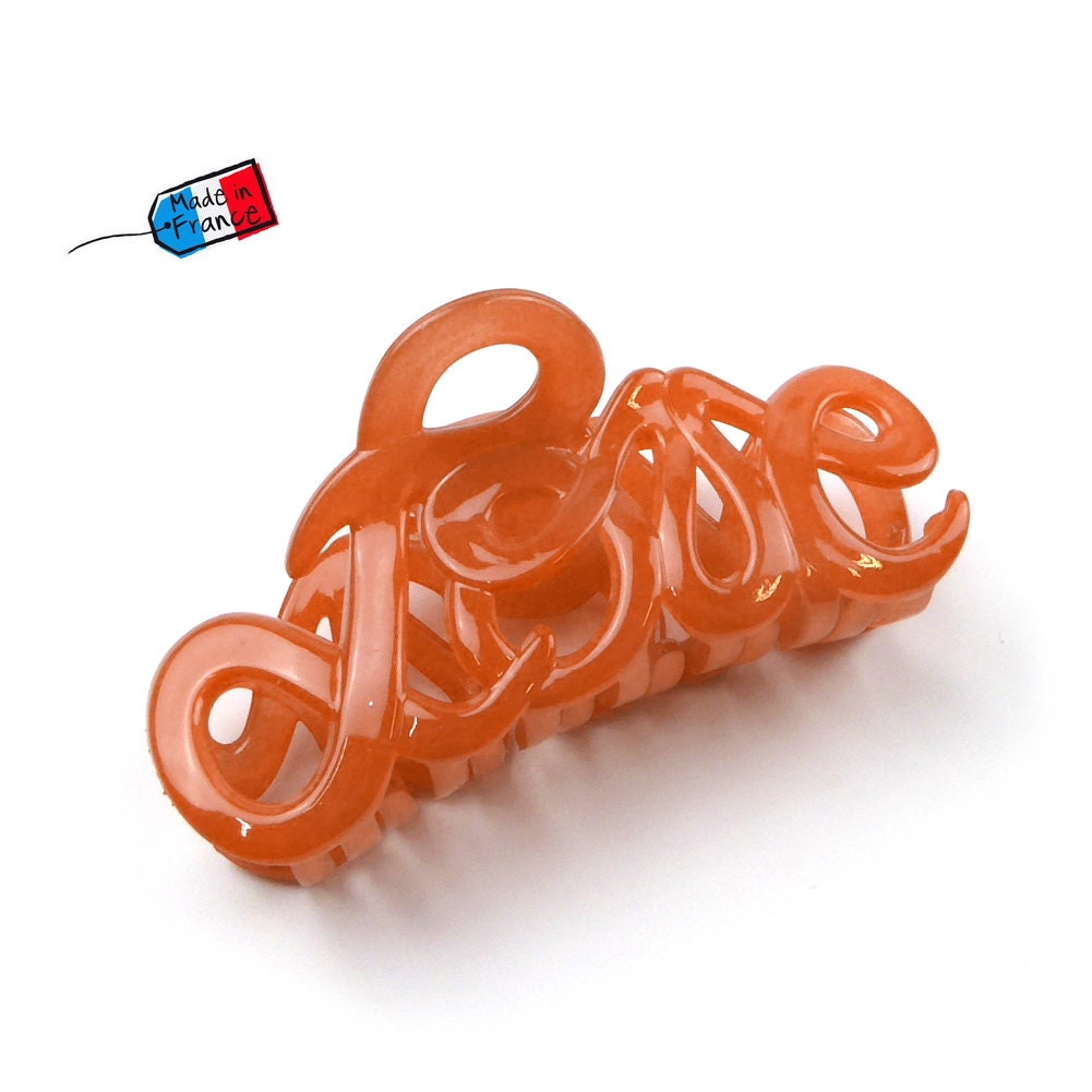 Pince à cheveux "Love" 8,5cm en acétate, qualité, Fabrication française