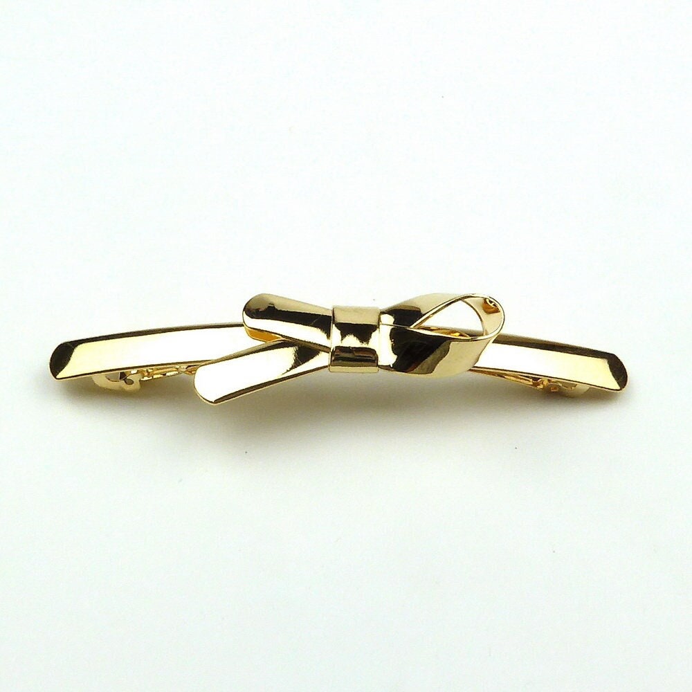 Barrette cheveux noeud longue doré