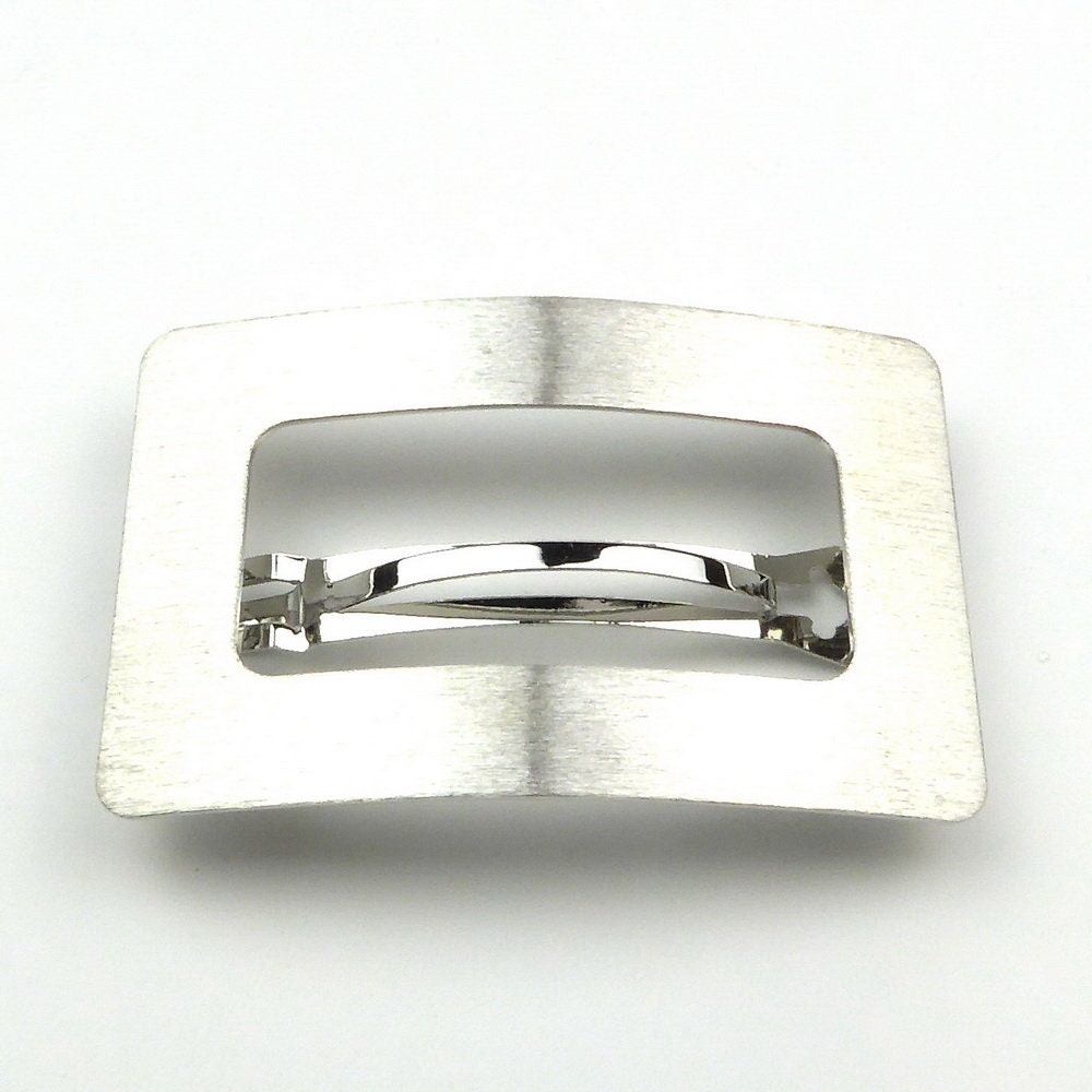 Barrette cheveux rectangulaire en métal brossé 8cm argenté