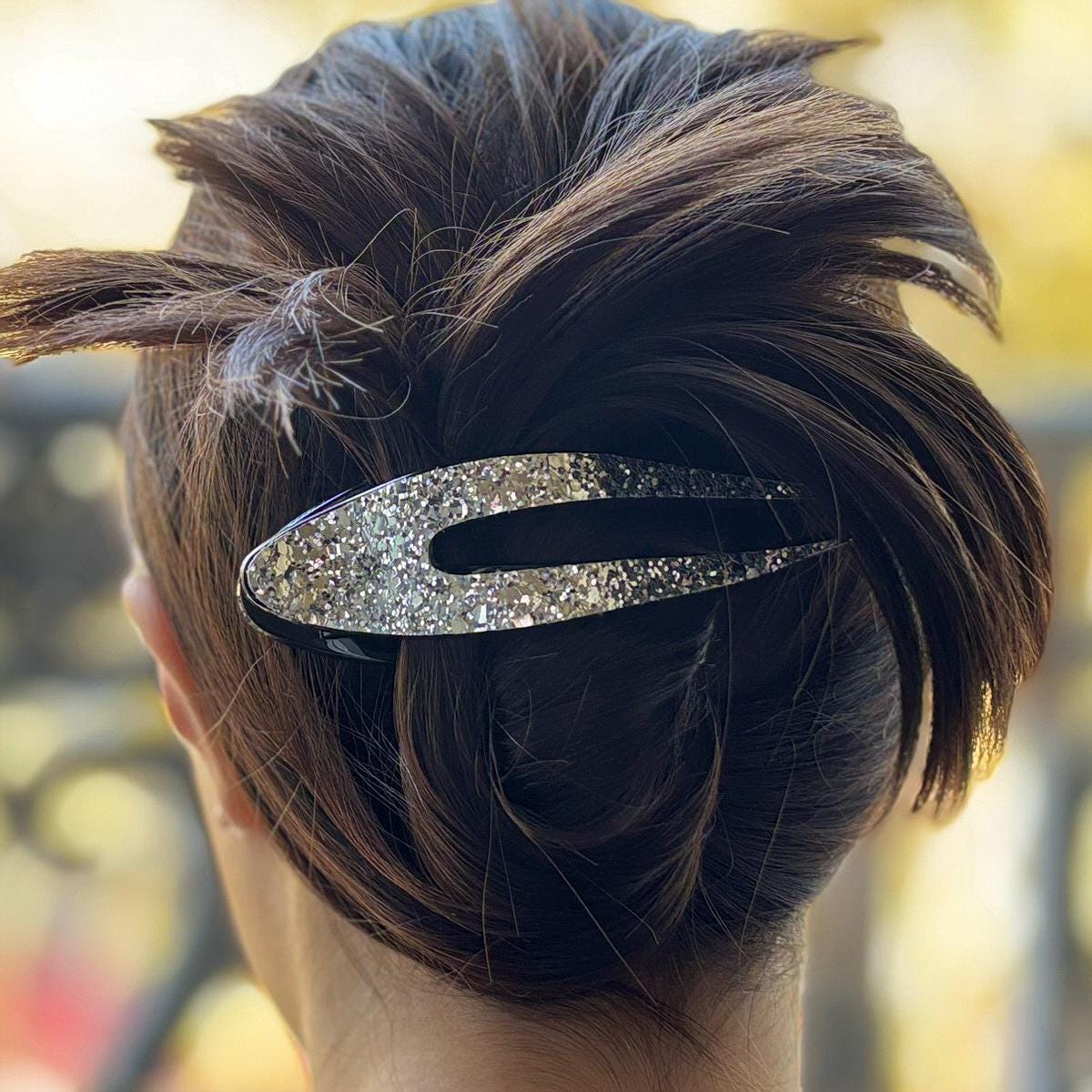 Pince à cheveux bec paillettes