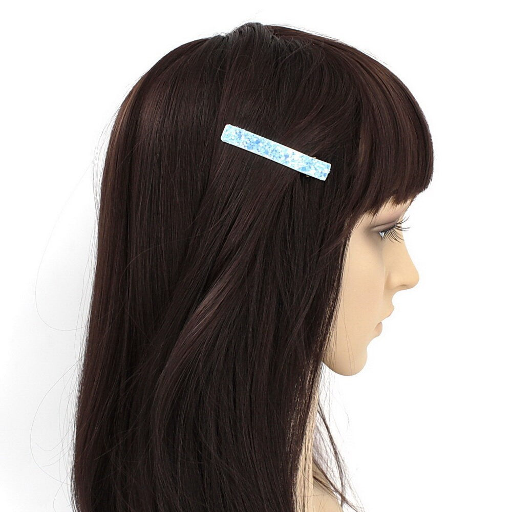 Pince cheveux paillettes 6cm - bleu pâle