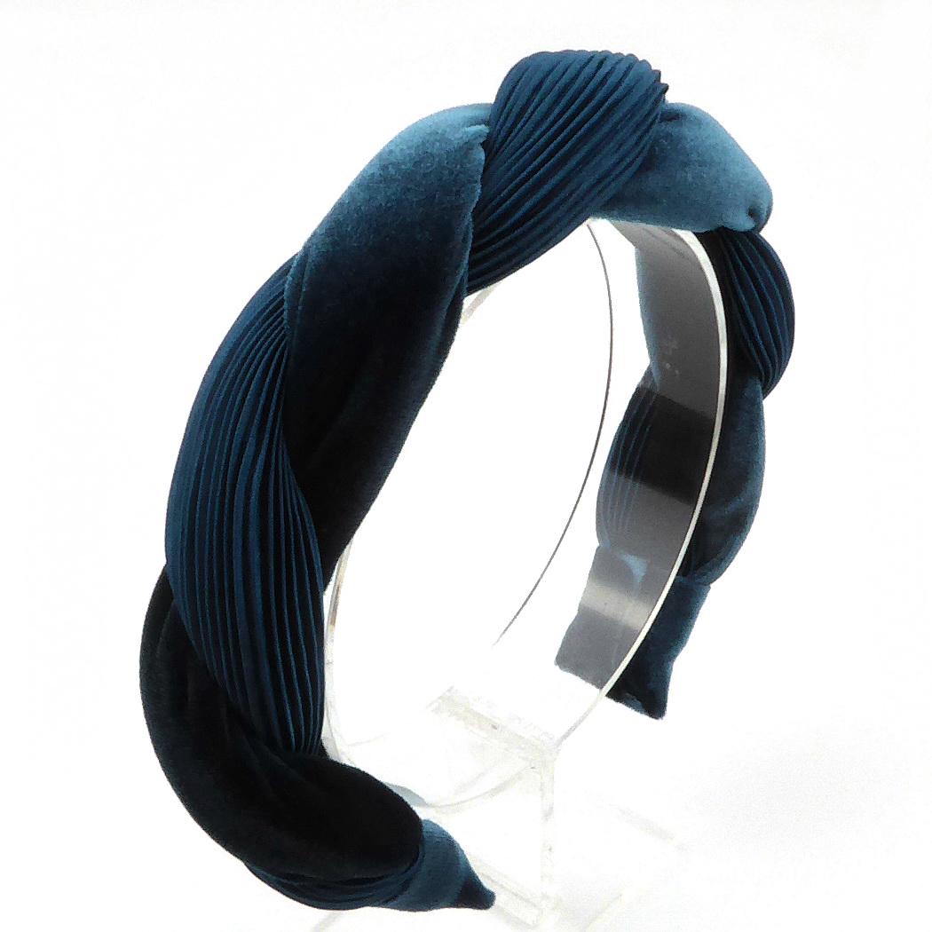 Gros serre tête tressé velours et satin plissé