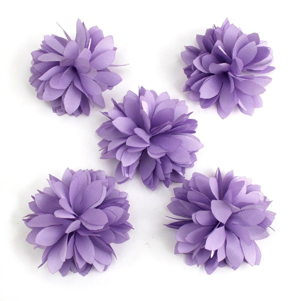 Lot de 5 petites fleurs satin parme