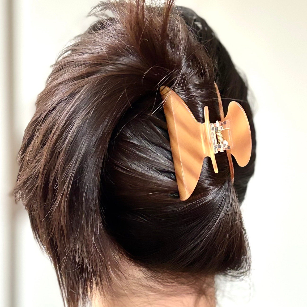 Pince cheveux motif corne camel 8cm fait main 