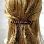 Barrette cheveux 8.5cm, perles nacrées marron