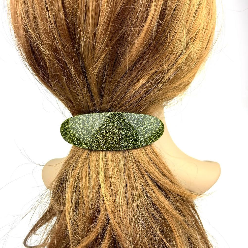 Barrette cheveux ovale incurvée paillette 9.5cm