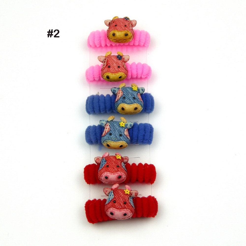 Lot de 6 élastiques attaches cheveux enfant vache 