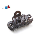 Pince à cheveux "Love" 5,5cm en acétate, gris, qualité premium, Made in France