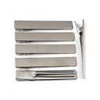 Pinces cheveux crocodile plat en métal argent - Lot de 10