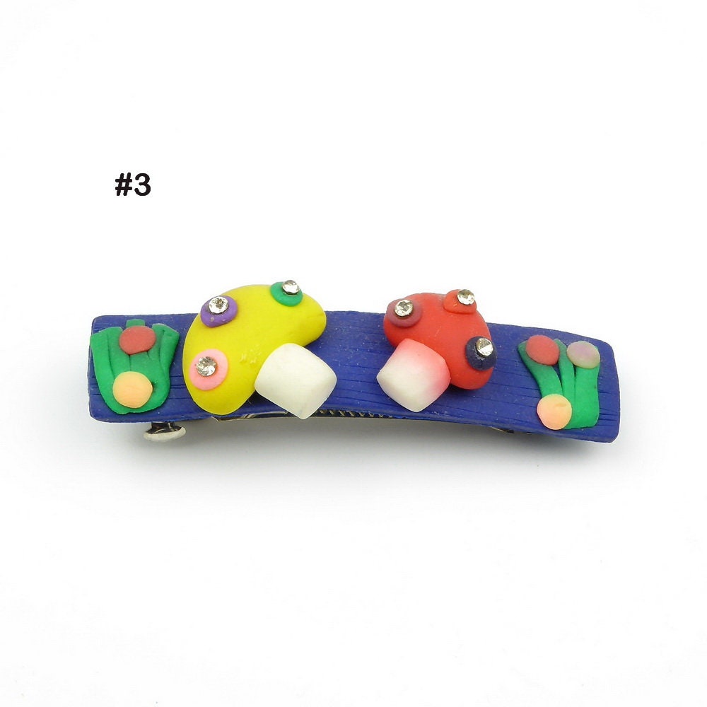 Barrette cheveux champignons 