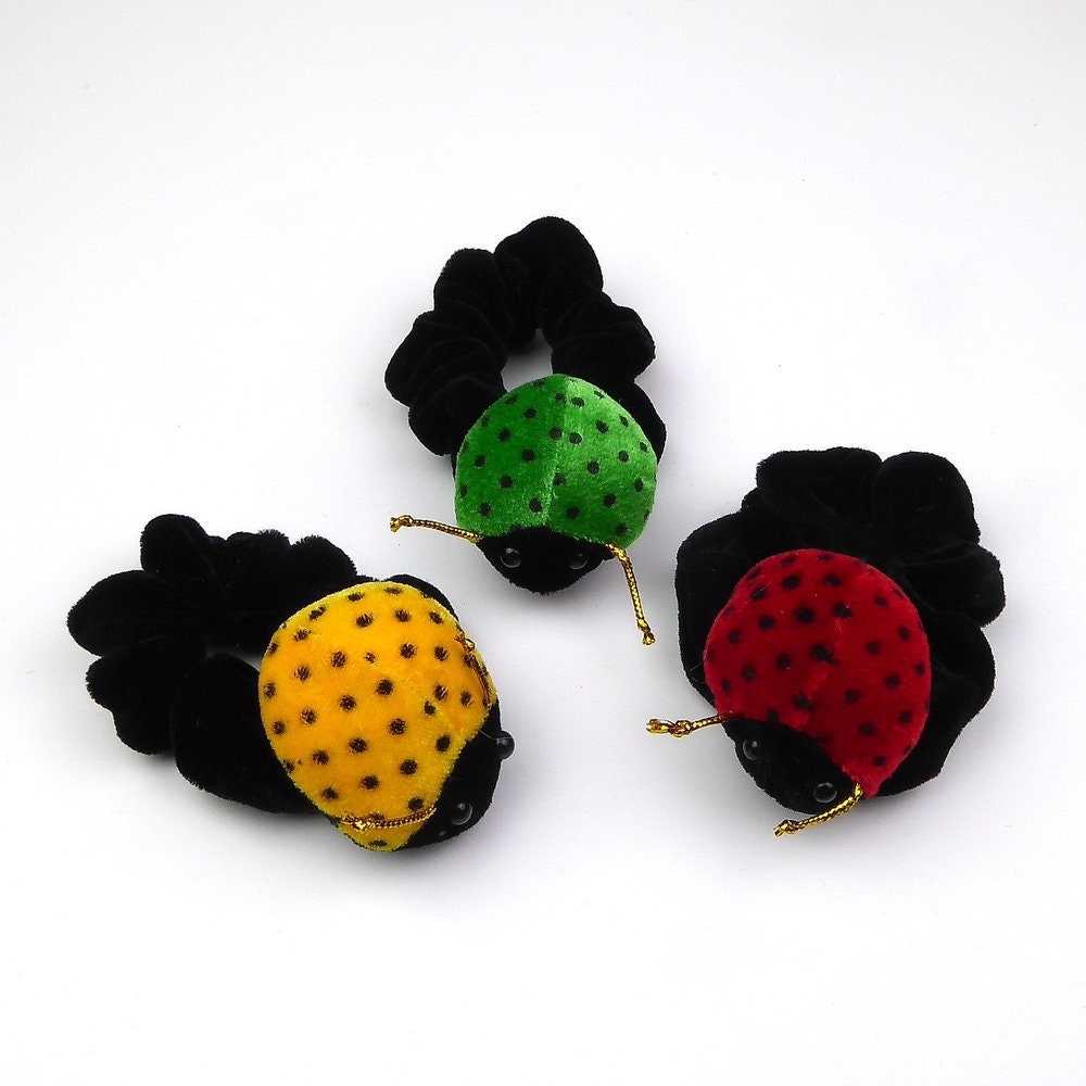 Lot de 3 chouchous enfant velours coccinelle