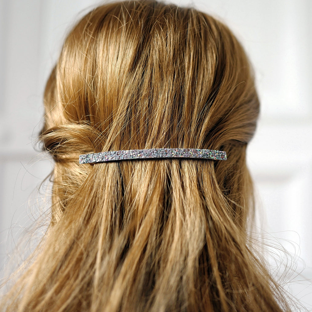 Barrette cheveux longue 10cm en paillettes, qualité premium