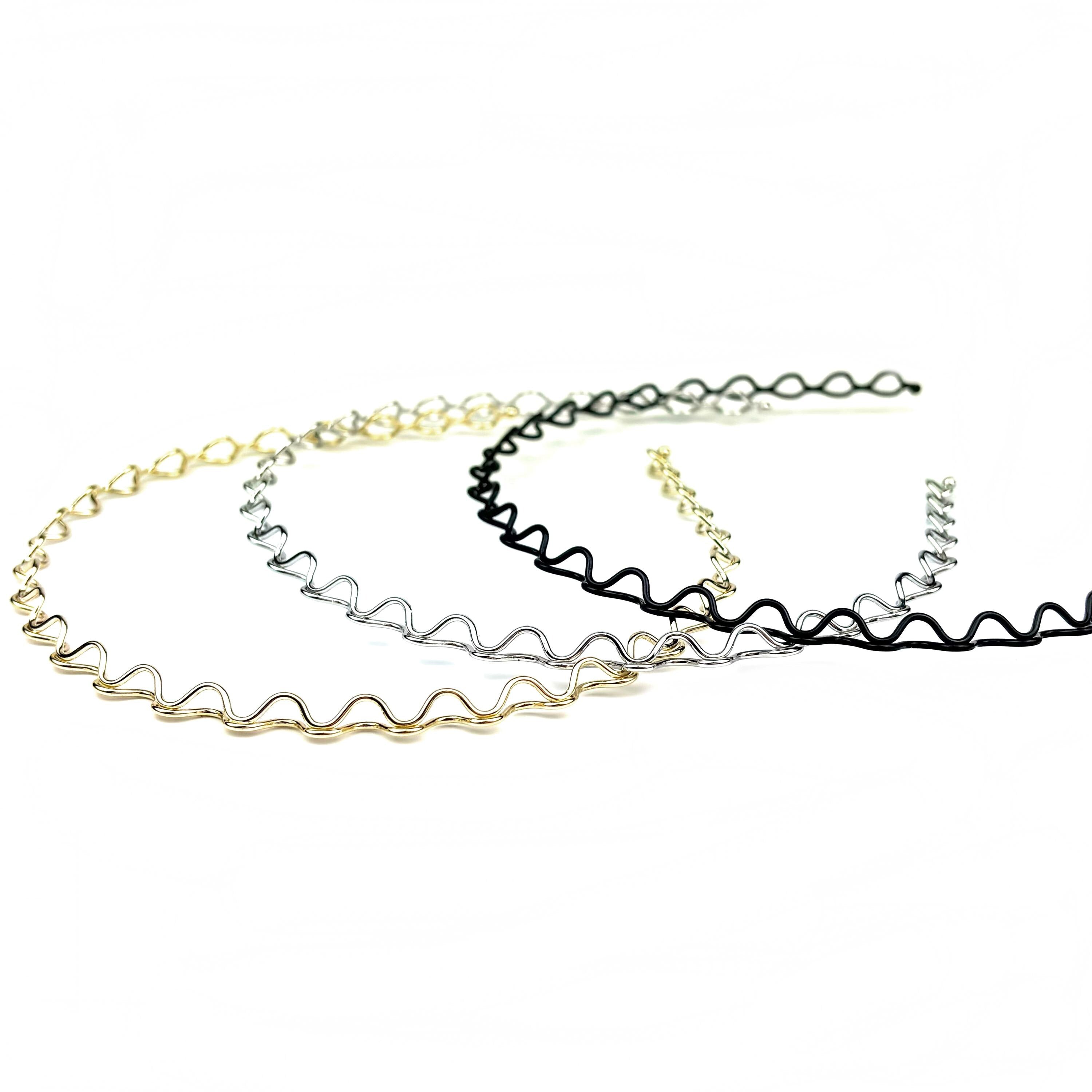 Lot de 3 serres tête fin métal petite ondulation, doré, argenté, noir