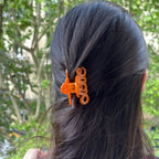 Pince à cheveux "Love" 5,5cm en acétate, orange, qualité premium, Fabrication française