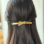 Barrette cheveux noeud longue doré 10,5cm