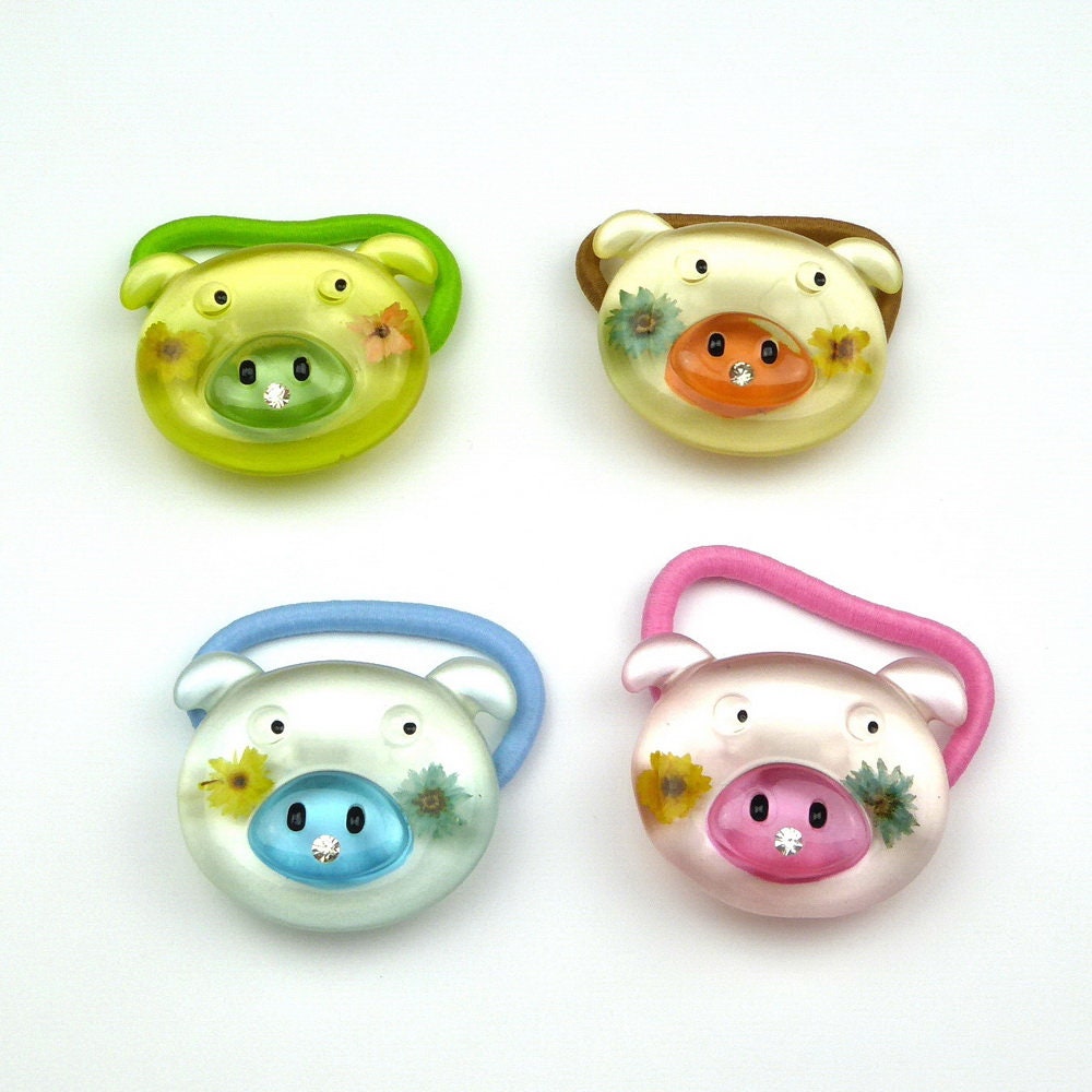 Lot de 4 élastiques cheveux cochon