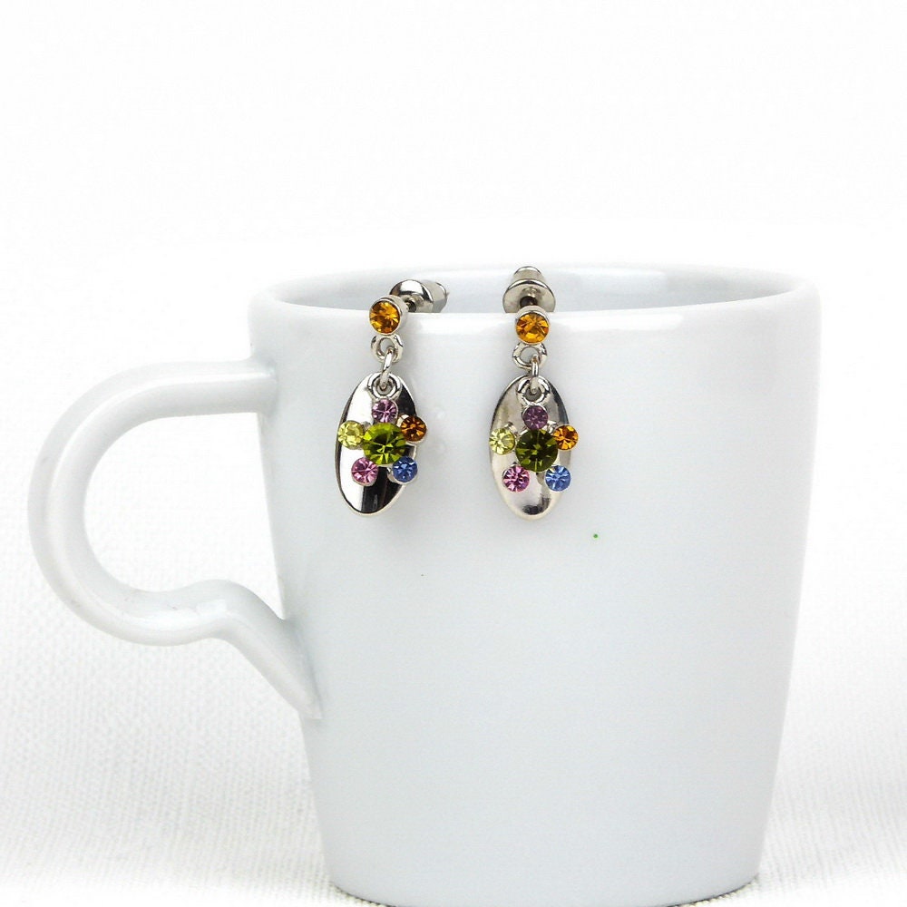 Boucle d'oreille pendante cristal