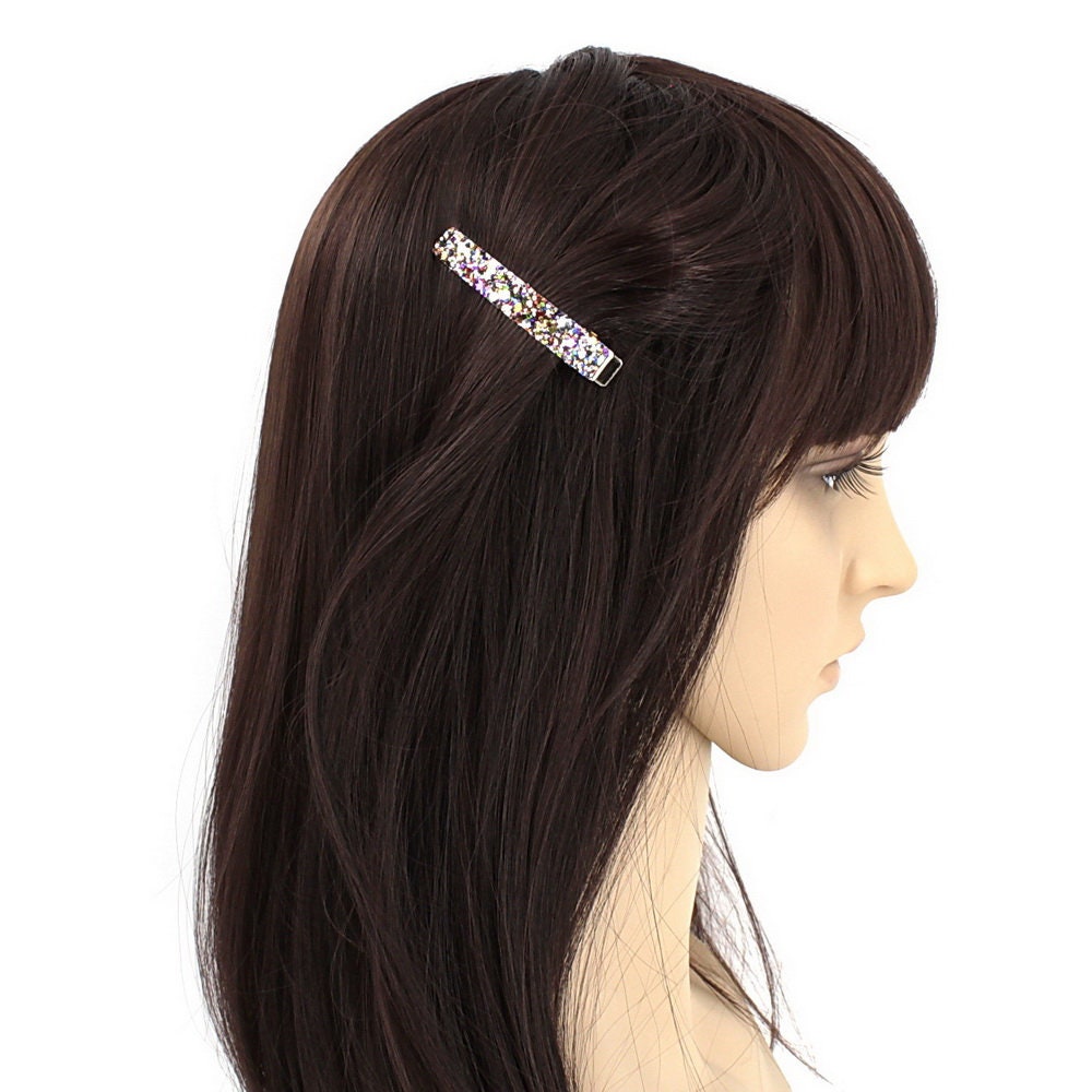 Pince cheveux paillettes 6cm - multicolore