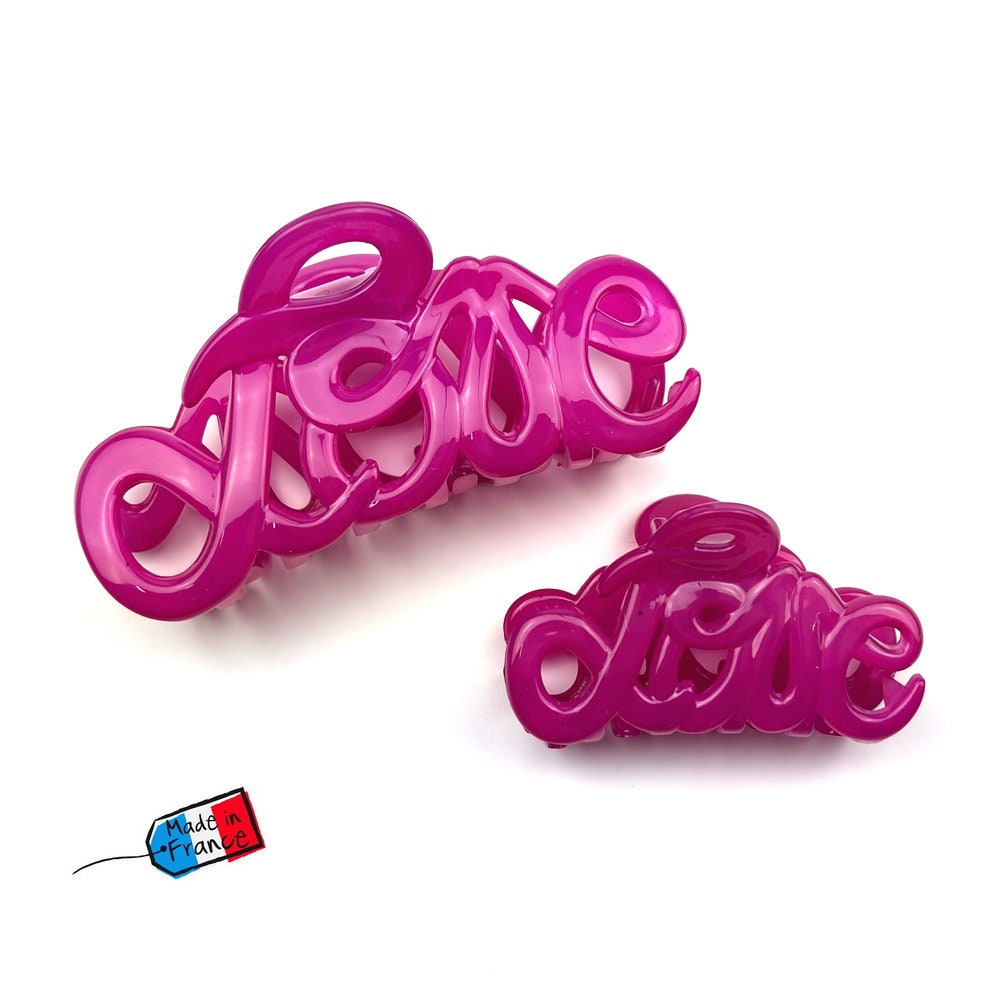 Pince à cheveux "Love" 8,5cm ou 5.5cm en acétate, Made in France