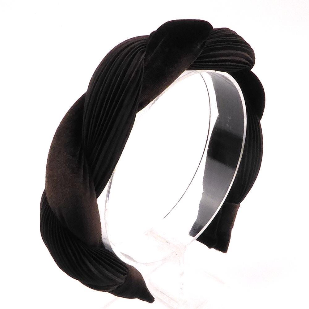 Gros serre tête tressé velours et satin plissé