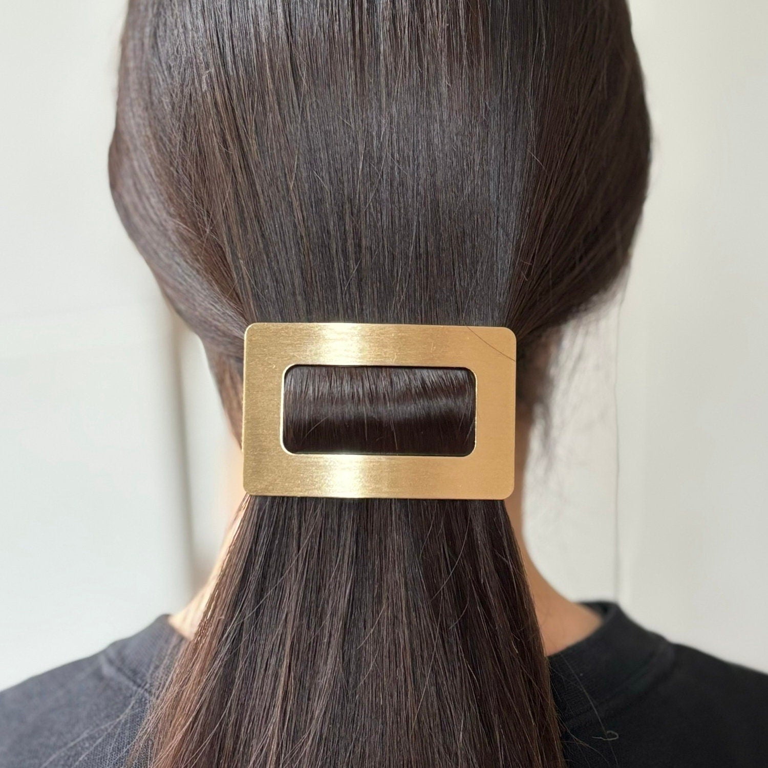 Barrette cheveux rectangulaire en métal brossé 8cm, accessoire cheveux