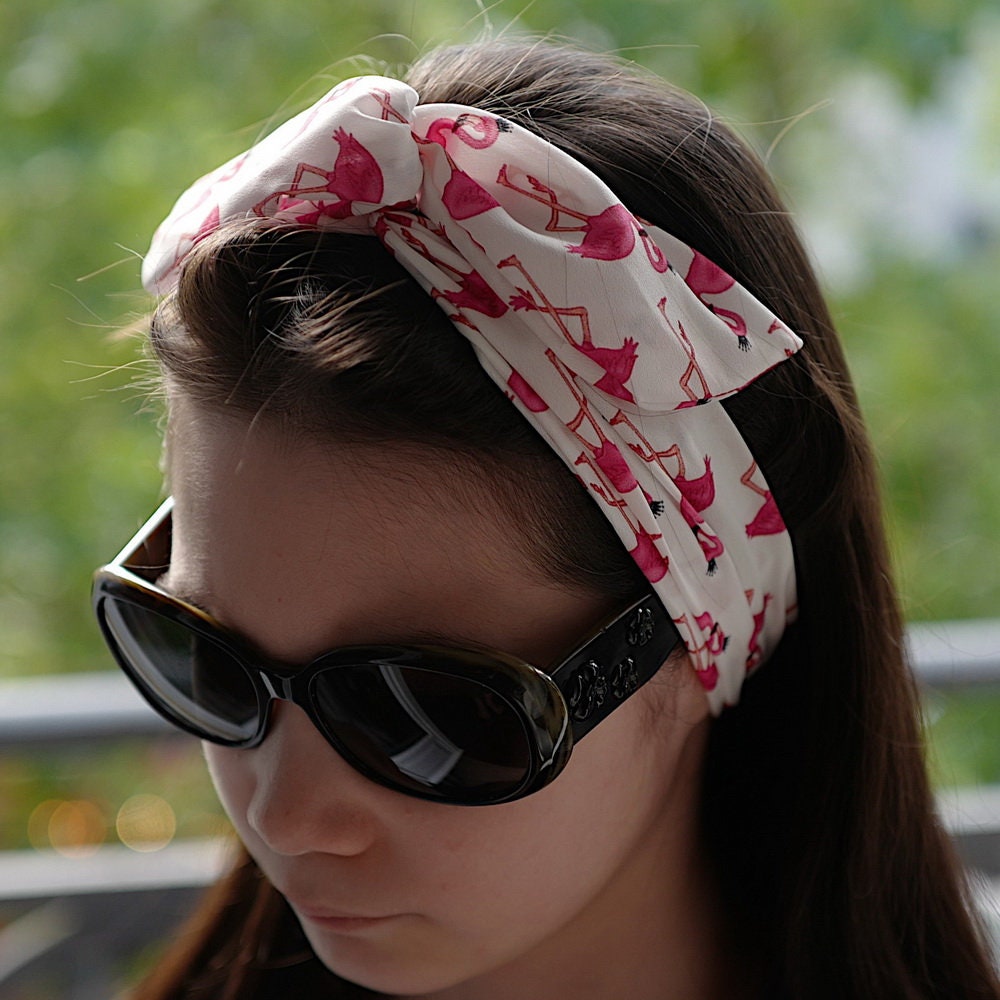 Bandeau headband cheveux flamand rose